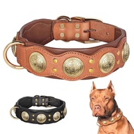 Dog Collar Cowhide Large Dog Anti-Bite Dog Collar German Wrangler Bulldog Casro Doberman Genuine Lea