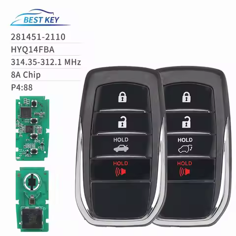 Dual Frequency 312.10/314.35MHz Smart Remote Car Key Fob P4 88 281451-2110 Denso HYQ14FBA for Toyota