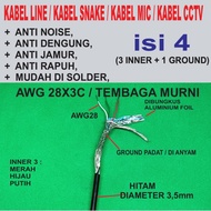 KABEL LINE , SNAKE, MICROPHONE, CCTV ISI 4 TEMBAGA PUTIH PERAK AWG28