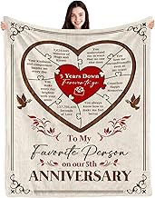 5 Year Anniversary Blanket Gift - 5 Year Anniversary Wedding Gifts for Him Her, 5th Anniversary Marr