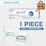 (1 PIECE) Maxvue Airsoft Daily Disposable Loose Piece Clear Lens 1 Day Use Contact Lenses