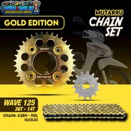 MUTARRU CHAIN SET HEAVY DUTY GOLD SERIES FOR HONDA WAVE 125 / WAVE 100 / XRM 125 / RS 125 / XRM 110
