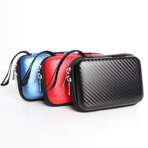 Hard Drive Case Carbon Fiber PU EVA Hard Shell Shockproof Waterproof Pouch For External Hard Drive U