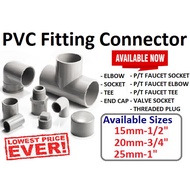 PVC Fitting Connector (Socket/Elbow/End Cap/Tee/ P/T Socet/ P/T Elbow/P/T Tee /Valve Socket/Threaded Plug)15mm/20mm/25mm