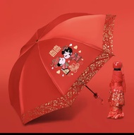 Ô Đỏ Dù Gấp Cưới Cưới Dù Cưới Cô Dâu Xuất Giá Ren Hôn Lễ Kiểu Trung Quốc Đi Ra Ngoài