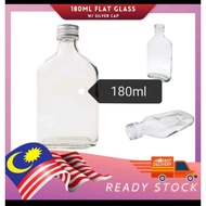 Botol kaca 180ml Clear Glass Bottle come with Screw cap l Flat glass bottle for cold brew coffee & e