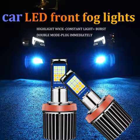 MODERN CAR 2pcs Canbus Lemon Green H1 H11 H7 LED Fog Bulbs Dual Color Driving DRL Lamp H3 Car lights