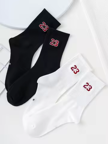 Men's Crew Socks, Classic, Number 23 Design, Comfortable, Breathable, Moisture-Wicking