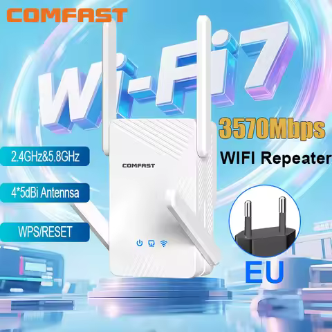 Comfast WIFI 7 3570Mbps WiFi Wi-Fi Range Extender 2.4G/5G Repeater EU Plug WIFI Signal Amplifier 4*5