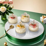 IVANES Glass Dessert Bowl, Round 75ml Ice Cream Bowl, Kitchen Storage Jar With Lids Transparent Pudd