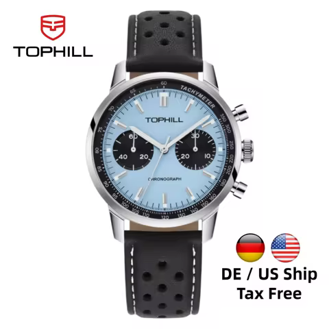 TOPHILL Racing Watch Men’s Mechanical Watch ST1901 40mm Vintage Chronograph Wristwatch Pilot Sapphir