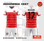 BAJU JERSEY STELAN DAN ATASAN TIMNAS INDONESIA RETRO TAHUN 1997 GRATIS NAMA DAN NO PUNGGUNG