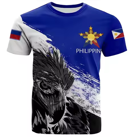 The Philippines Flag Men's T-shirt 3D Printed Philippine National Emblem Tops Short Sleeve O-Neck Ov