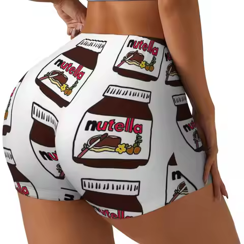 Custom Nutella Women Gym Workout Running Shorts Athletic Volleyball Biker Yoga Shorts