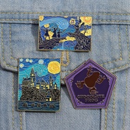 Creative Art Collection Lapel Pin Van Gogh Oil Painting Blue Star Metal Brooch Badge Clothing Backpack Accessories