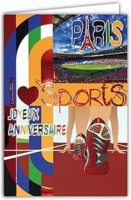 AFIE 65-1420 Happy Birthday Card I Love Sports Glossy Red with Envelope 12 x 17.5 cm Athletics Runni