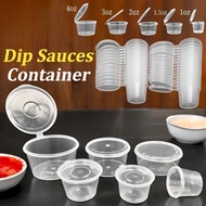 1 to 4oZ Hinged Sauce Cup With Lid Salad Condiments Disposable Container Cup 50PCS 100PCS