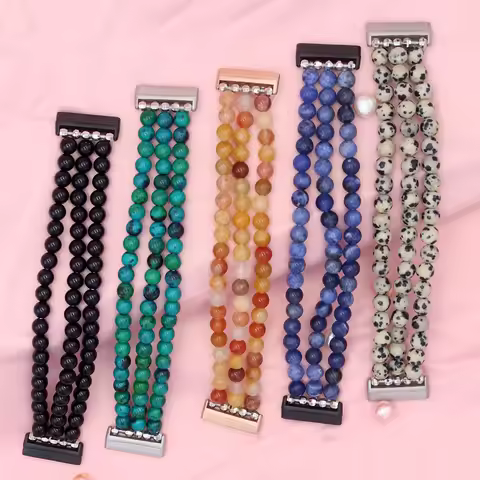 Agate Beaded Band for Fitbit Versa 4 Wristband Women Bracelet for Fitbit Sense 2/ Sense/ Versa 3 Str