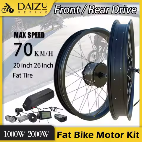 Fat Bike Conversion Kit 1000W/2000W Front Rear E Bike Wheel Hub Motor Dropout 170mm 190mm Fat Bike K