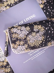 【開運錢包】西陣織金襴。流水櫻花。布長夾/錢包/皮夾