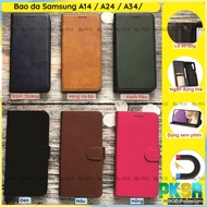 Samsung A14 / A24 / A34 / A54 leather case, high quality leather, with card compartment, flip cover 
