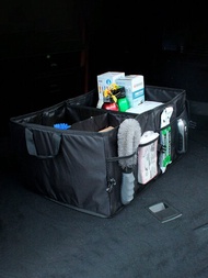 1入黑色汽車收納盒，汽車雜物袋，後車箱收納盒，多功能折疊收納盒，汽車收納盒
