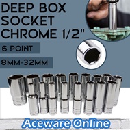 8-32MM Deep Long Socket 1/2 Socket 6 Point Socket Chrome Vanadium Deep Box Socket Deep Long Box Sock