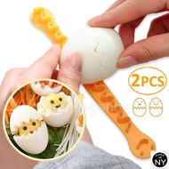 NY 2Pcs/Set Cooked Eggs Cutter Fancy Cut Eggs Household Boiled Eggs Creative Cooking Tool Bento Mold