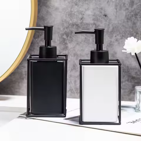 Ceramic Soap Dispenser Bathroom Hand Sanitizer Bottle Lotion Pump Dispenser Black/White Ceramic Soap