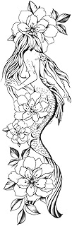 Cool Tattoos,Mermaid Flower,Mermaid Tattoos,Lasts 1-2 Weeks,Resilience,Real Tattoo Look,Water-Resist