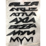 PERODUA MYVI BEZZA ALZA ARUZ AXIA ALTIVA LOGO WORDING EMBLEM MATT BLACK