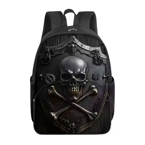 Best Gifts for Boys Girls 3D Cartoon Skull Pattern Front Pocket Backpack Waterproof Nylon Lining Zip