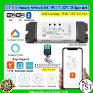 SHIPPINGbebas - Tuya Smart Switch WIFI DC 5-32V 2 Gang Life Self Locking Switch RF 433