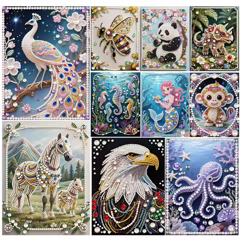 Animal Special Shaped 5D DIY Partial Drill Diamond Dots Pearl Gem Painting Home Decor Art Craft Pear