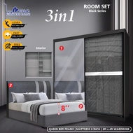 (SIAP PAASNG)MESRA - Bedroom set / 8x8 Wardrobe / Wadrobe / Almari baju / 8x8 Almari baju /  8x8 Bed