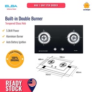 ELBA Dapur Gas Kaca 2 Burner Tempered Glass Hob EGH-K8842G(BK)