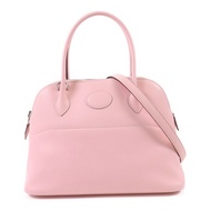 HERMES Swift皮革Bolide 27銀扣手挽肩背兩用袋Rose Sakura