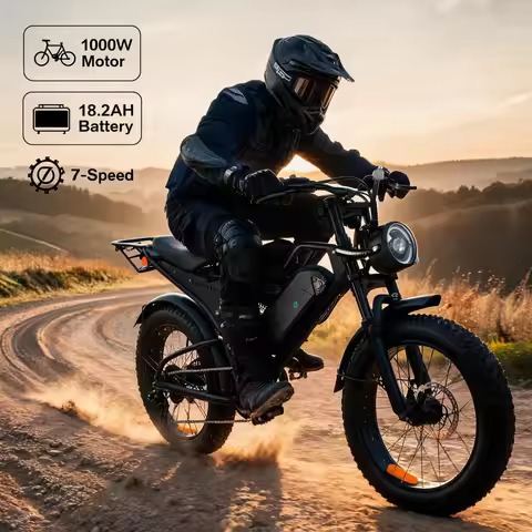 Hunting & Camping Adult e‑bike,20" Fat Tire Rugged Terrain electric bike,1000W 48V 18.2Ah Removable 