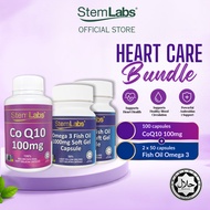 StemLabs Heart Care Bundle | CoQ10 100mg (100s) + Omega 3 Fish Oil 1000mg (50s x 2) [JAKIM Halal | K