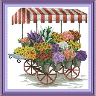 Joy Sunday Stamped Cross Stitch Ktis DMC Threads Chinese Cross Stitch Set DIY Needlework Embroidery Kit- Flower Car