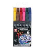 Reservation SAKURA Water-Based Soft Tip Watercolor Pen (XBR) -6 Colors Basic Color Box (XBR-6B1)
