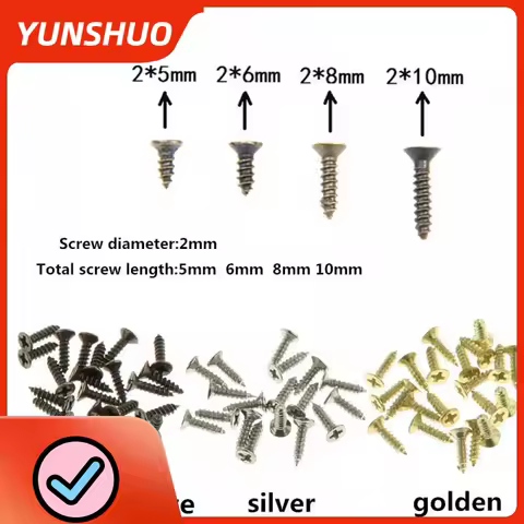 1000pcs 2x5mm 2x6mm 2x8mm 2x10mm Flat head screw Carpenter's small screw Furniture wooden box hardwa