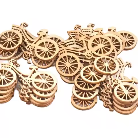 Natural Wood Slices Bicycle Die Cutting Plywood Template Carfts For Home Decoration DIY Wooden Ornam