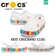 รองเท้า crocs แท้ crocs เด็ก รองเท้าแตะ CHEVRON ประดับลูกปัด น้ําหนักเบา กันลื่น สําหรับเด็ก