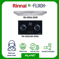 FH-GS5530SVGL &amp; RH-S95A-SSVR FUJIOH GLASS HOB with RINNAI SLIM HOOD