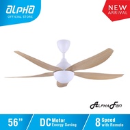 ALPHA AlphaFan AX80 5B DC Motor Ceiling Fan with 5 Blades 8 Speed Remote (56")
