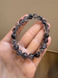 黑髮晶手串手鏈 9mm Black Rutilated Quartz Bracelet,bracelets, Earrings, earring,ring,rings,pendant,pendants