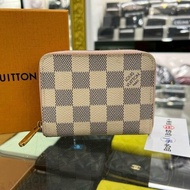 東區正精品㊣ LOUIS VUITTON LV N60229 白色棋盤格白格ㄇ字拉鍊卡片夾零錢包 RZ6167