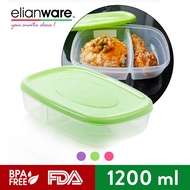 Elianware 2 Compartments Divided Lunch Box Container Reheatable Bento Lunch Box (1.2L)