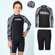 Children Swimsuit Teenagers Big Kids Split Boxer Three-Piece Black Swimsuit Swimming Trunks Swimming